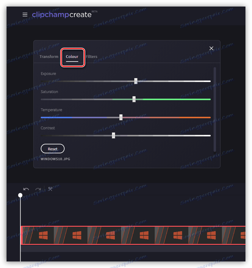Цветокоррекция відеоролика на сервісі Clipchamp