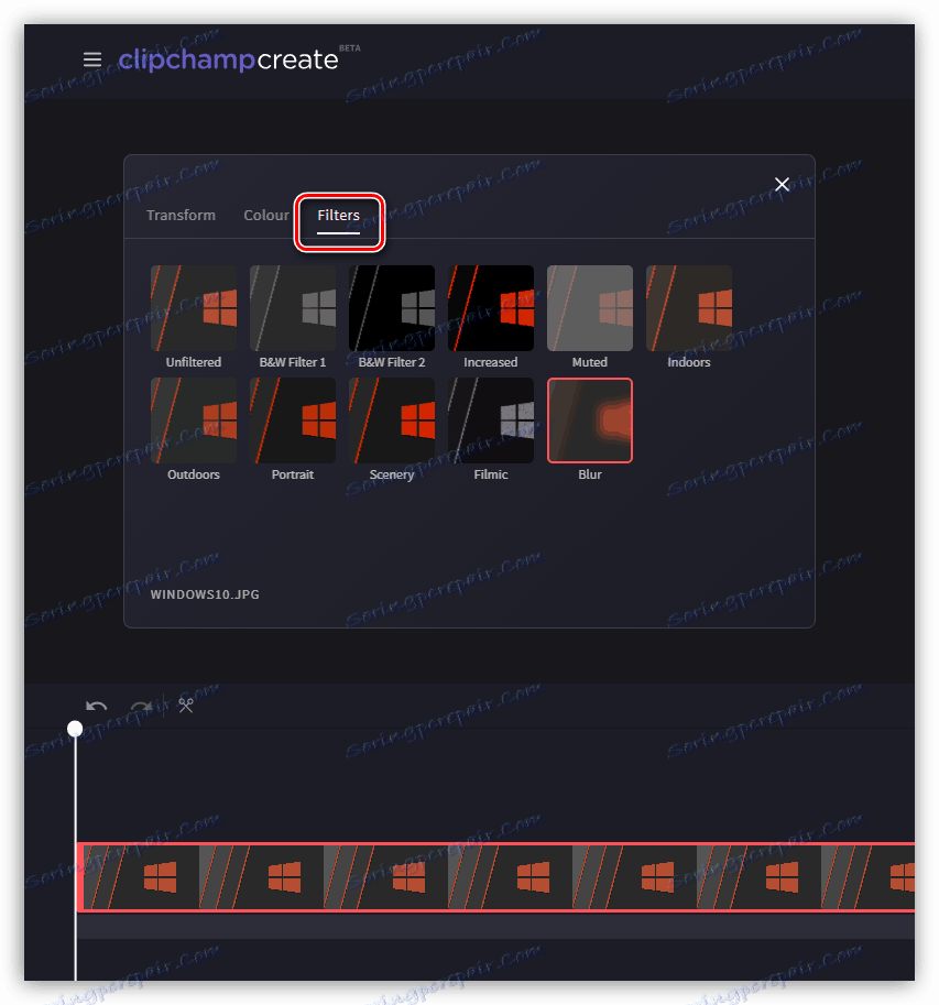Застосування фільтрів до відеоролика на сервісі Clipchamp