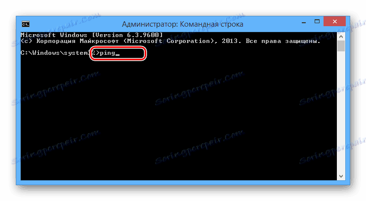 Zadání příkazu ping v operačním systému Windows