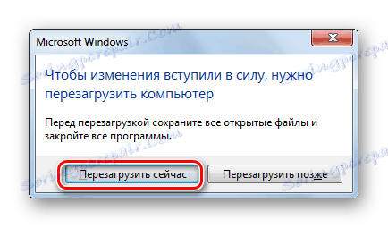 Przejście do ponownego uruchomienia komputera w oknie dialogowym w systemie Windows 7