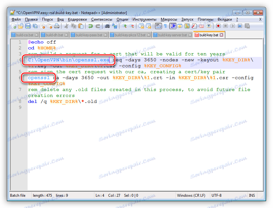 Edytowanie plików w edytorze Notepad ++ w celu konfiguracji serwera OpenVPN
