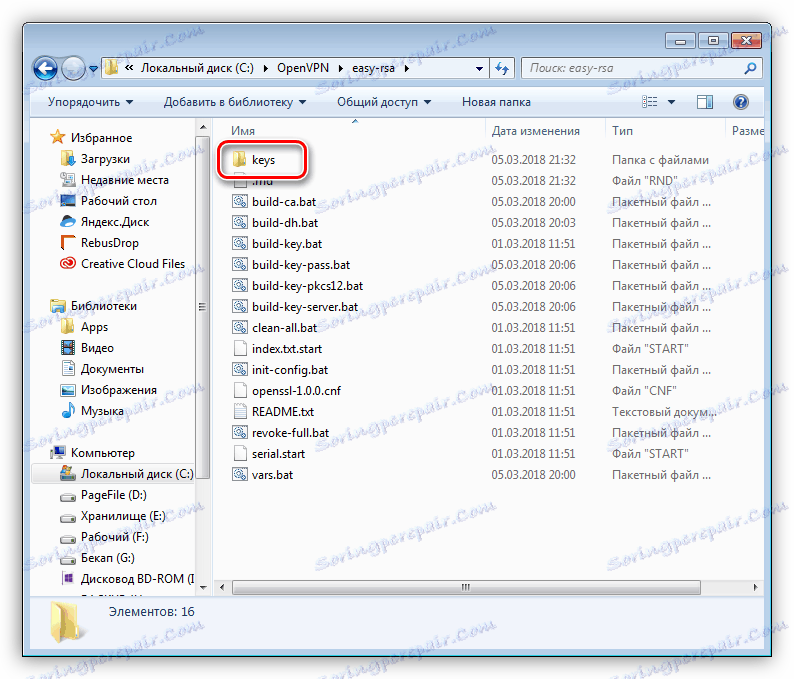 Folder z kluczami i certyfikatami do konfiguracji serwera OpenVPN