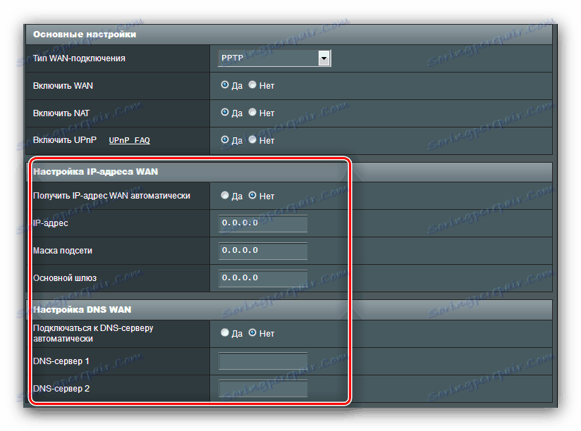 PPTP адреси, за да конфигурирате ASUS RT-N14U