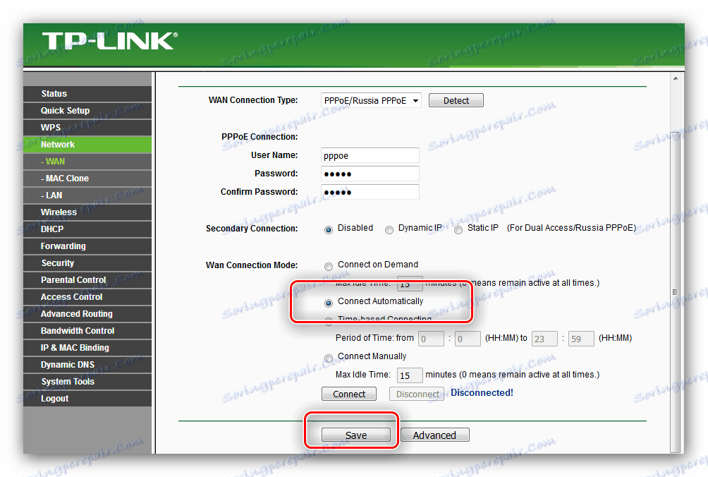 Dokončení konfigurace PPPoE ručně nakonfigurujte router tp-link tl-wr741