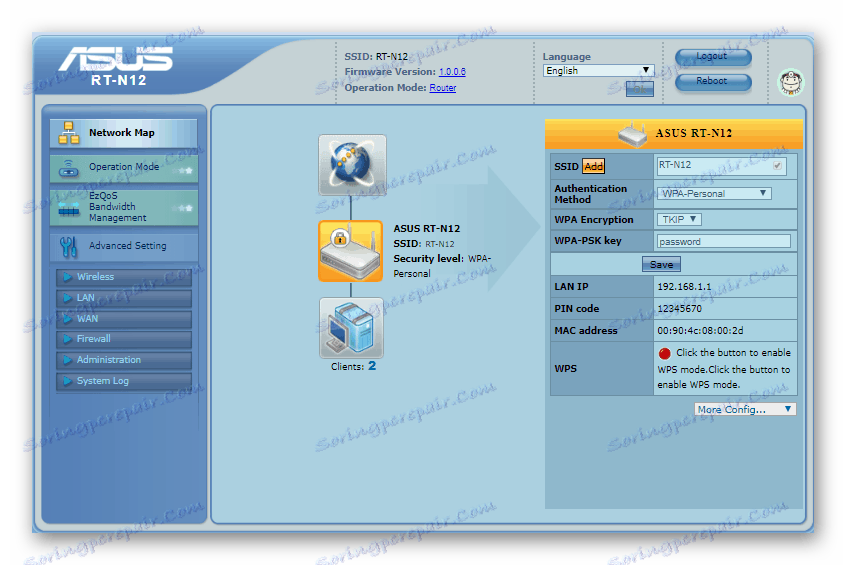 واجهة الويب من البرامج الثابتة آسوس RT القديمة