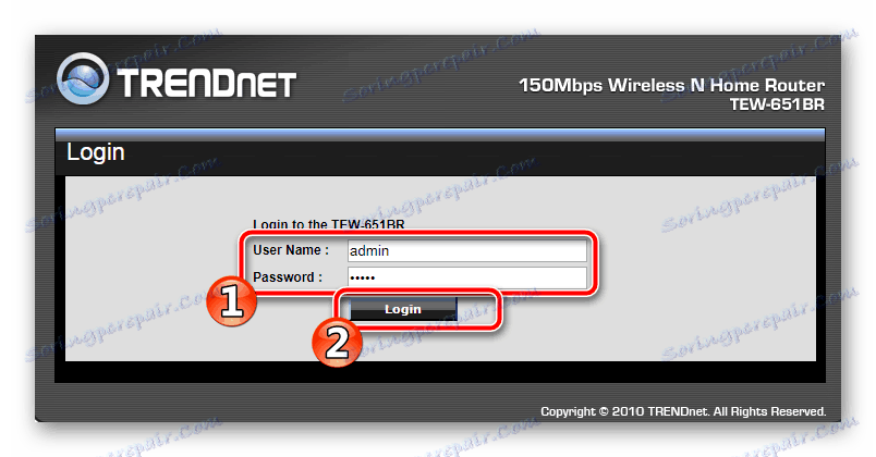 Prechod na ovládací panel smerovača TRENDnet