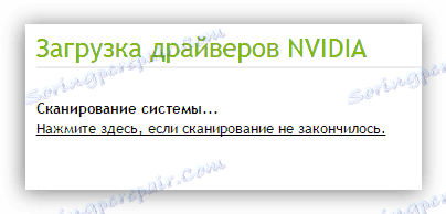 proces skenovania komponentov počítača v online službe nvidia na prevzatie ovládača