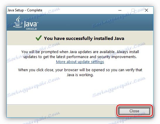 java instalátor poslední okno