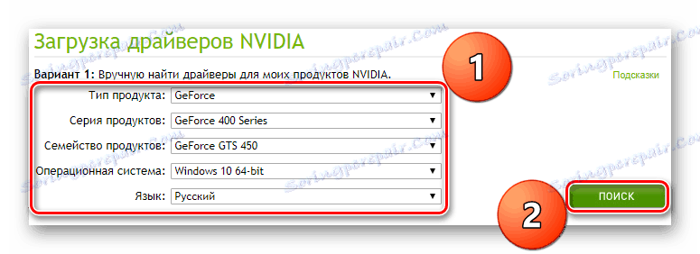 Nastavitve prenosa gonilnika za NVIDIA GeForce GTS 450 z uradne strani