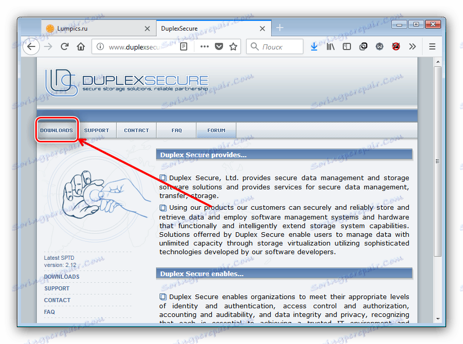 Сторінка завантаження драйверів SCSI Pass Through Direct на сайті розробників