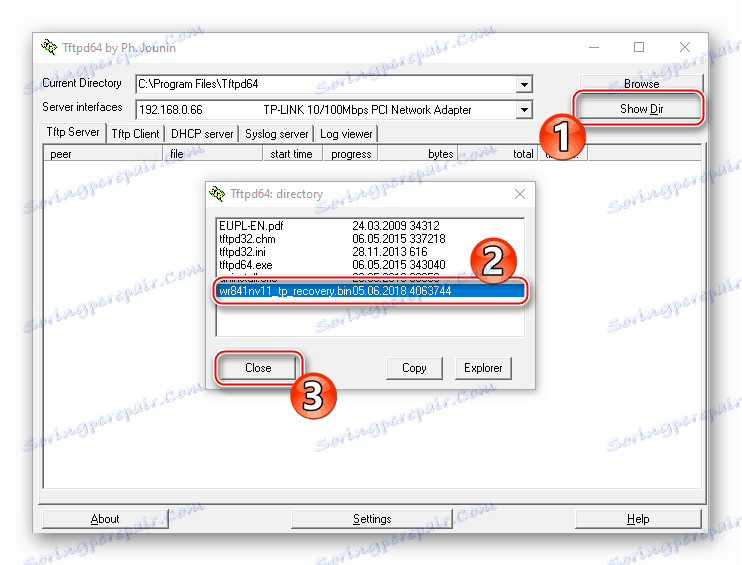 TP-Link TL-WR841N programsko opremo s pomočjo TFTPD izbire datotek za pisanje na usmerjevalnik