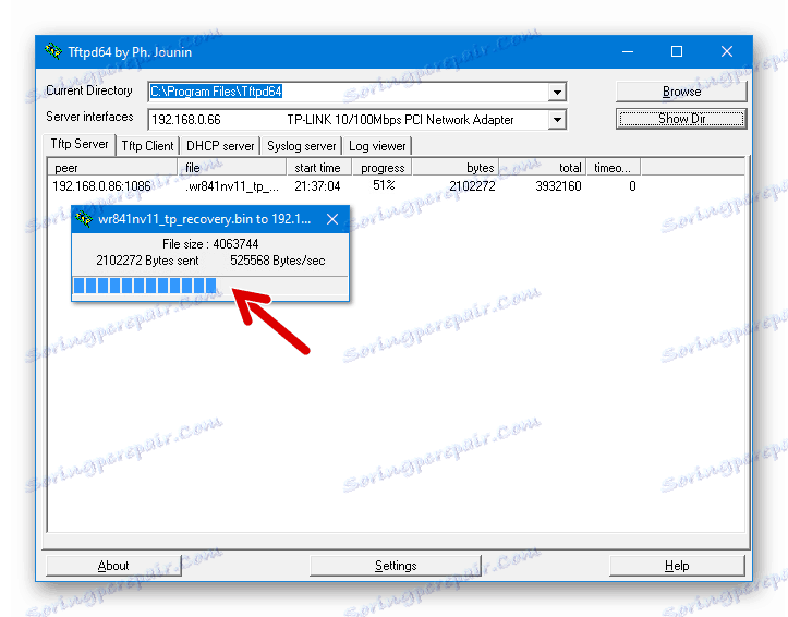 TP-Link TL-WR841N je proces obnovitve firmware usmerjevalnika preko TFTPD