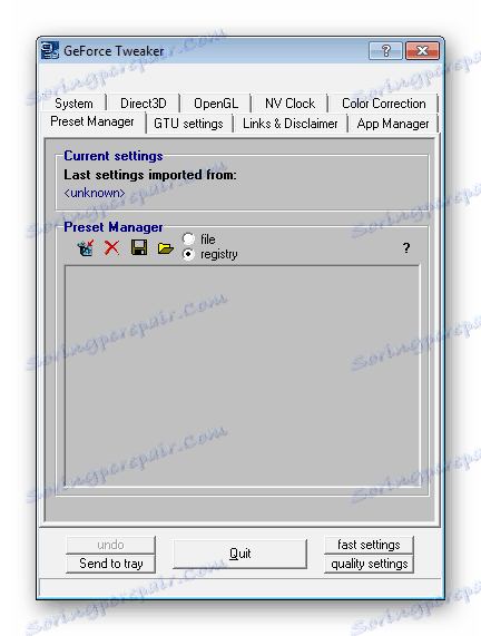 Zarządzanie zapisanymi szablonami w GeForce Tweak Utility