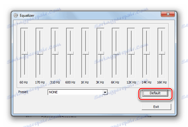 V systému Windows 7 obnovte výchozí nastavení ekvalizéru