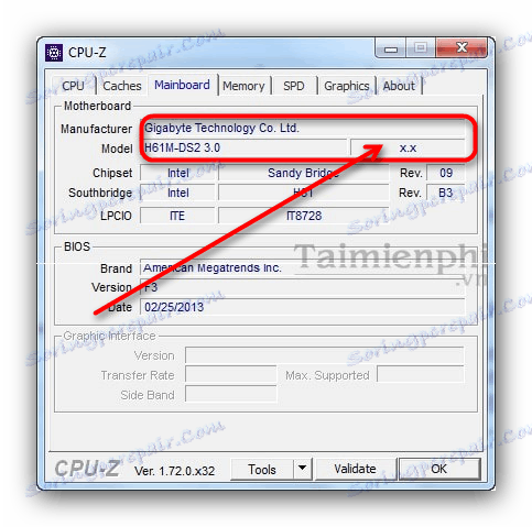 Відображення версії плати Gigabyte в Cpu-Z