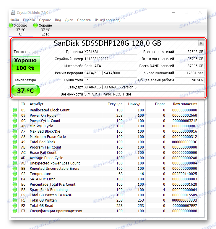 disk v systéme CrystalDyskInfo