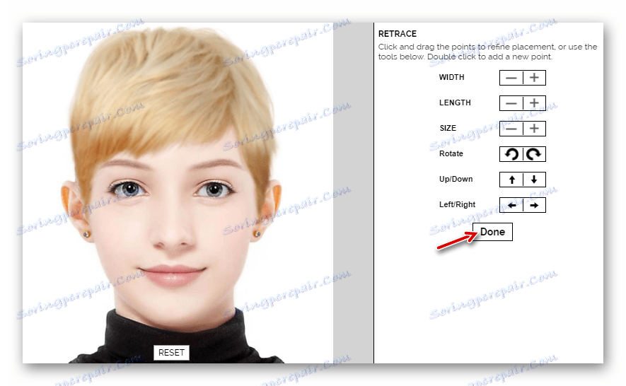 Nastavitev frizure v spletni aplikaciji Makeover