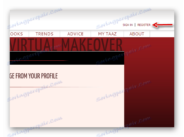 Preklopite na obrazec za registracijo v programu TAAZ Virtual Makeover