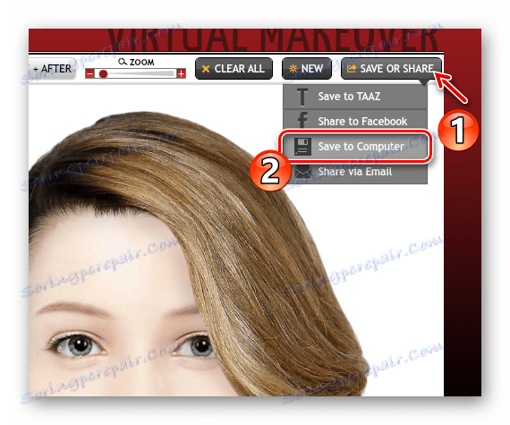 Prenos končnih fotografij v računalniški pomnilnik s spletne storitve TAAZ Virtual Makeover