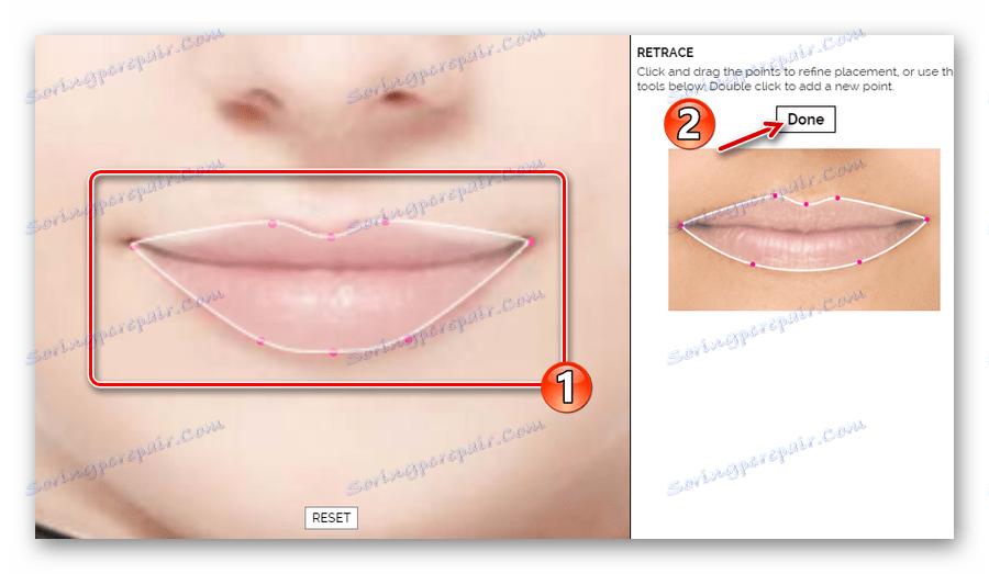 Osvetlitev ustnic v spletni storitvi Makeover