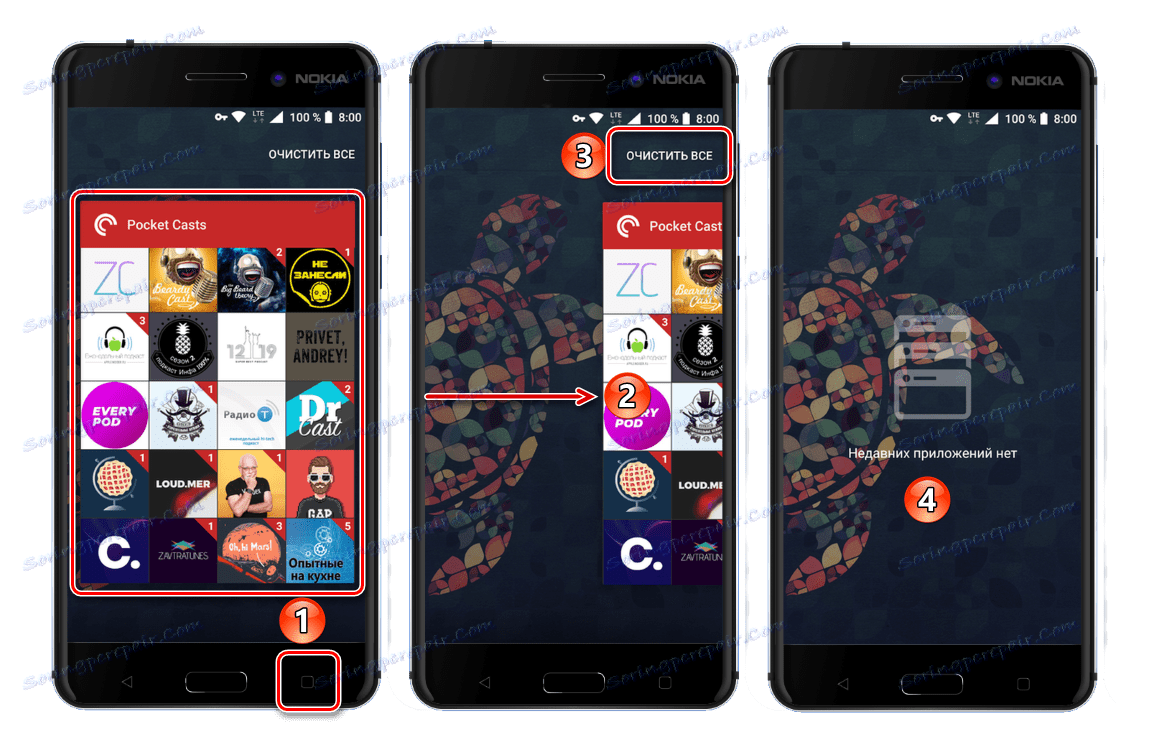 Zatvaranje aplikacije putem izbornika za više zadataka na Androidu