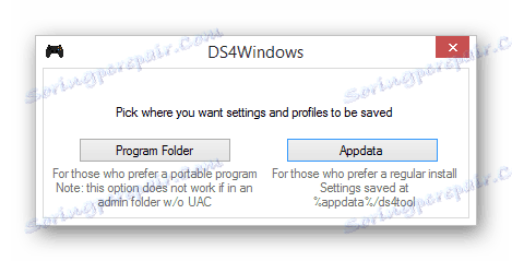 Výber priečinka na ukladanie súborov DS4Windows