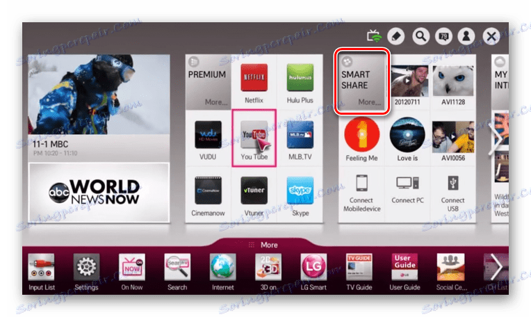 Možnosť vybrať sekciu inteligentného zdieľania