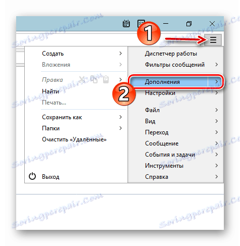 Hlavné menu e-mailového klienta Mazil Thunderbird