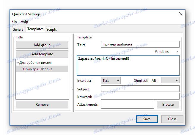 Vytvorenie šablóny listu pomocou doplnku Quicktext v programe Mozilla Thunderbird