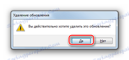 Потвърждение на премахването на актуализацията в диалоговия прозорец в Windows 7