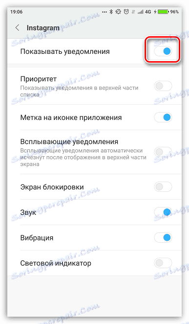 Povolte oznámení pro aplikaci Instagram v systému Android