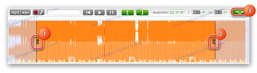 Вибір кордонів початку і кінця треку і перехід до збільшення гучності