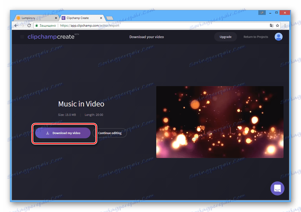 Процесът на записване на видеоклипа в уеб сайта Clipchamp