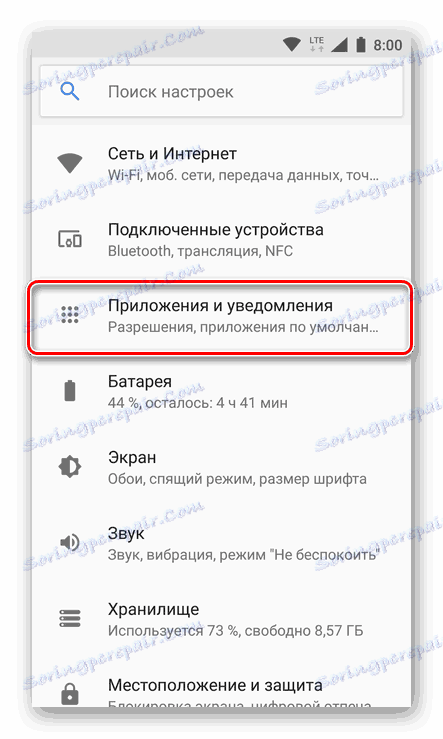 Aplikace a oznámení v nastaveních Android