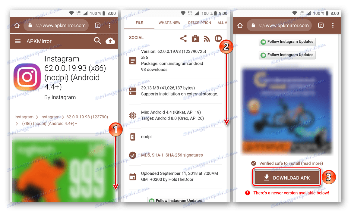 Začnite sťahovať aplikáciu Instagram na inštaláciu prostredníctvom APK
