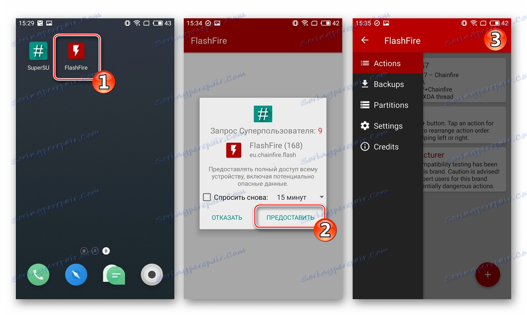 Trh služby Google Play na platforme Meizu OpenGapps spustenia FlashFire, ktorý poskytuje práva na root