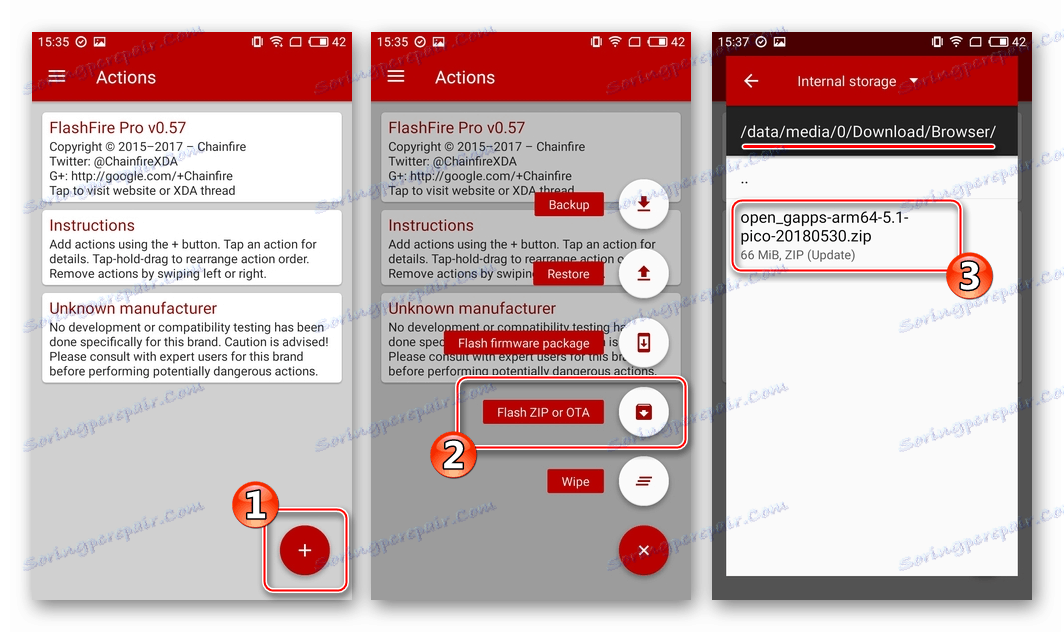 Trh Google Play na Meizu stiahnite OpenGapps do FlashFire