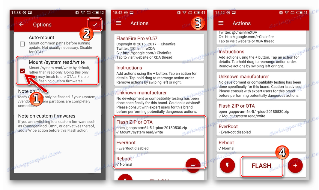 Trh služby Google Play na Meizu začať inštalovať OpenGapps cez FlashFire