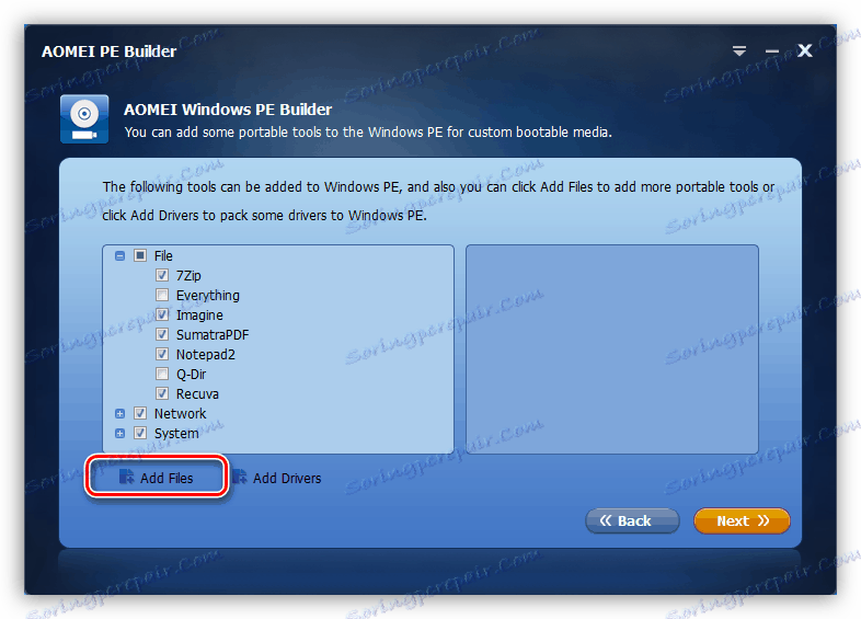 قم بالتبديل إلى إضافة تطبيقات مخصصة في AOMEI PE Builder