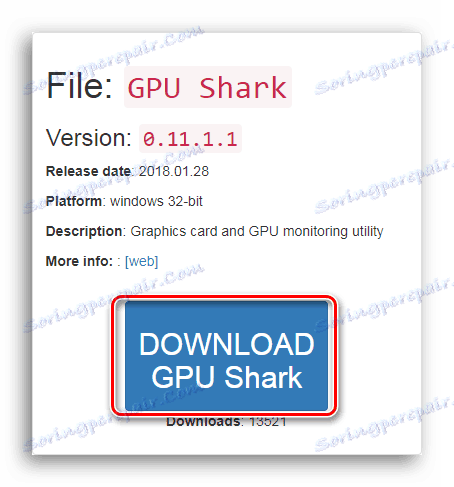 S pritiskom na modri gumb prenesite program GPUShark