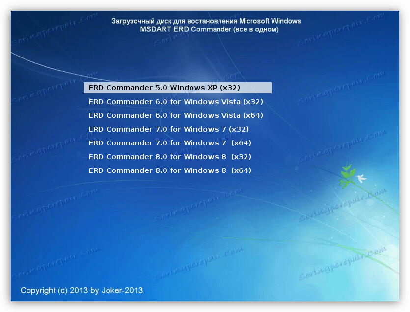 Start meni paketa distribucije ERD Commander