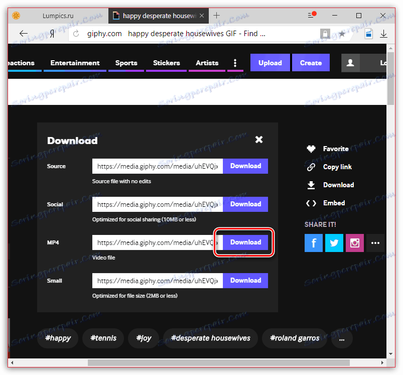Stáhněte si animace MP4 od společnosti Giphy.com