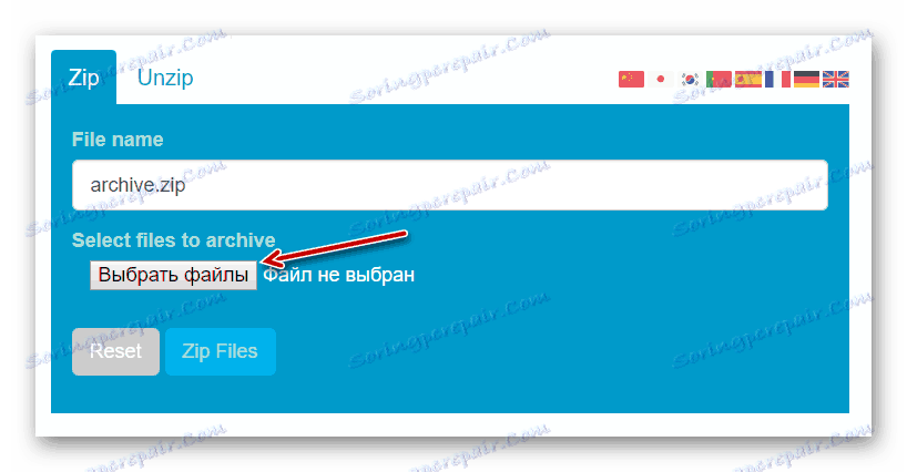 Ustvarjanje arhiva preko spletne storitve ezyZip
