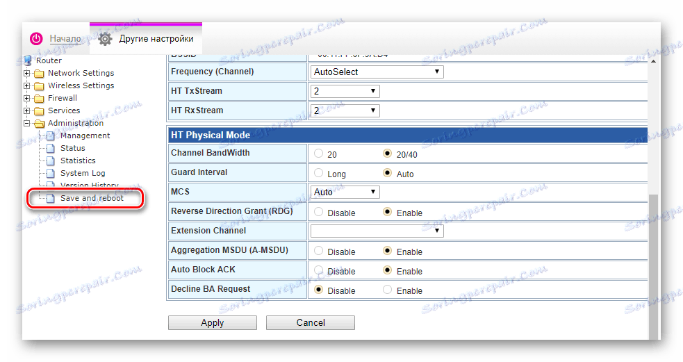 Reštartujte smerovač s uložením nastavení
