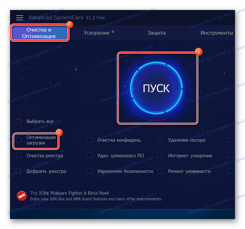 Okno pre spúšťanie čistenia databázy Registry v Advanced System Care