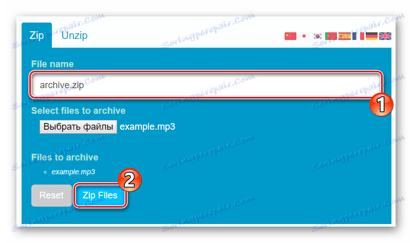 Spustenie procesu archivácie v online službe ezyZip