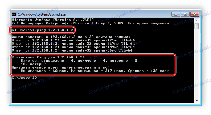 Проверете ефективността на локалната мрежа в Windows 7