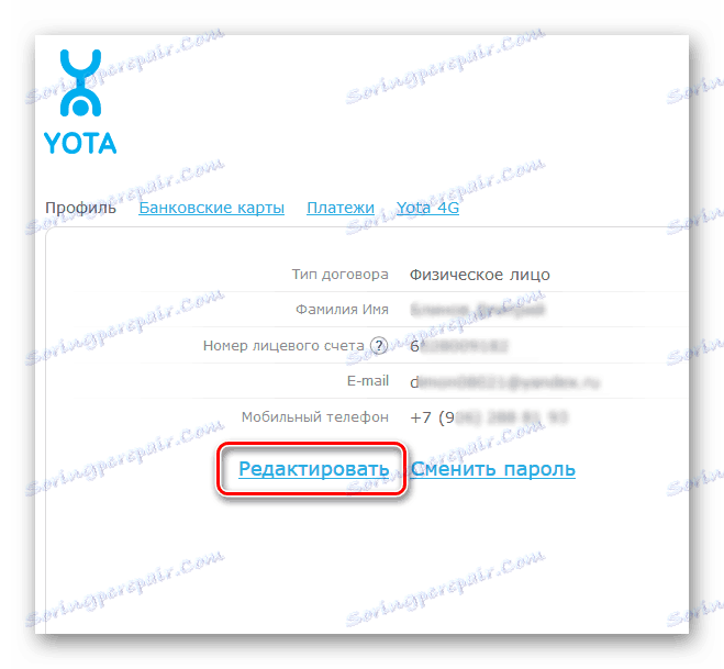 Profil na stránke Yota