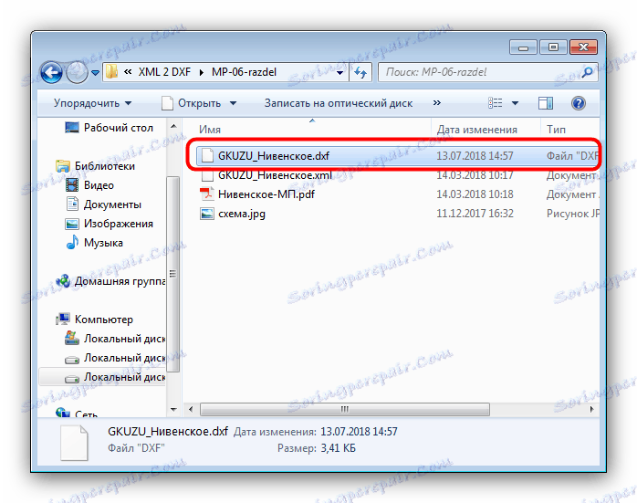 Pripravený súbor DXF prijatý v aplikácii XML Converter