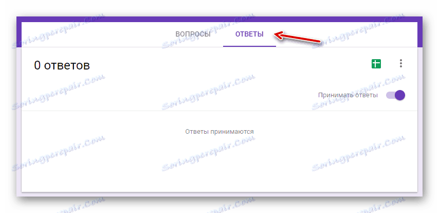 Раздел с отговорите на потребителите на въпроси в Google Формуляри